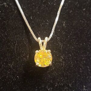 Yellow CZ Gold over Sterling Pendant Necklace